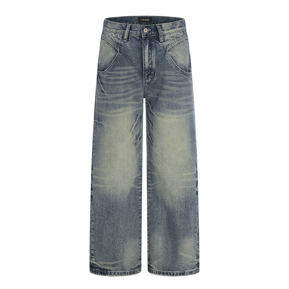 Pantalones vaqueros de pierna recta lavados