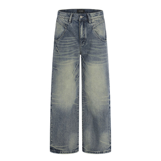 Pantalones vaqueros de pierna recta lavados