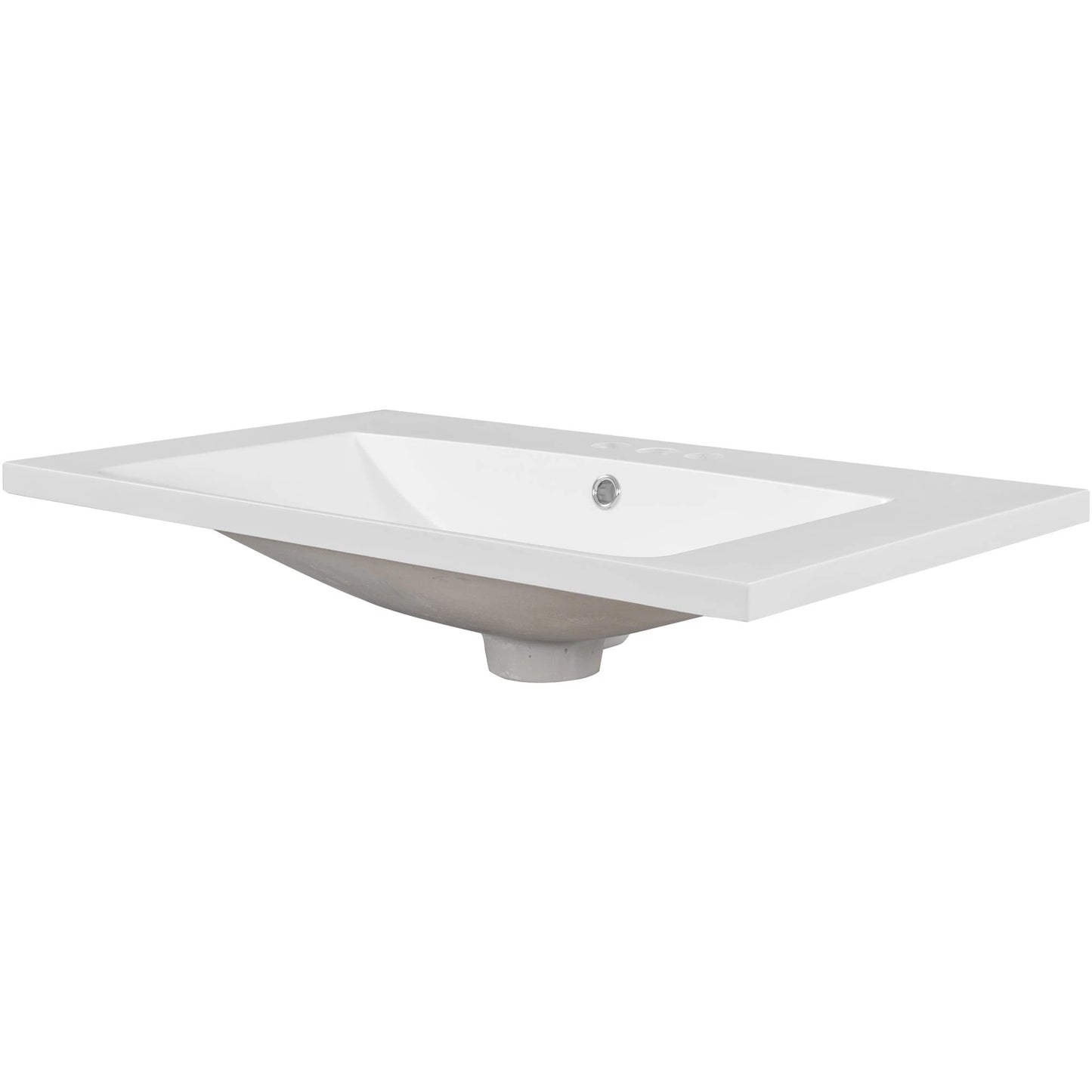 30" Single Bathroom Vanity Top with White Basin, 3-Faucet Holes, Ceramic, White by eprolo
