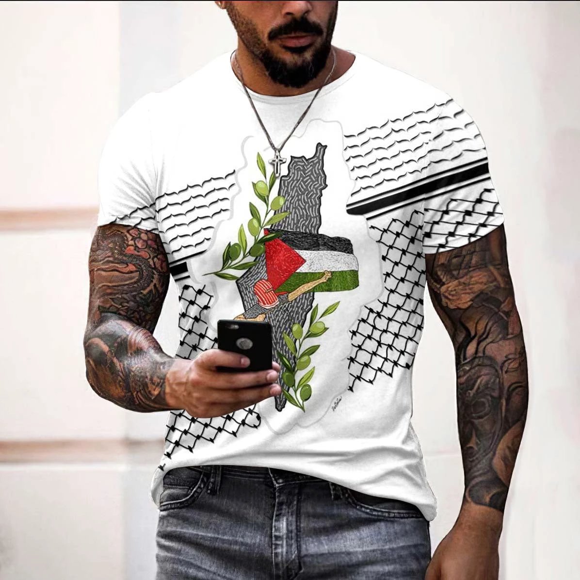 3D printed T-shirt men's summer Viking top casual short sleeved shirt by eprolo