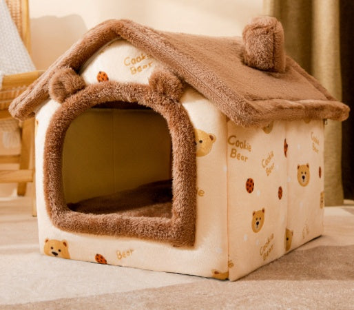 Casa de perro plegable Cama para mascotas Gato de invierno Villa para perros Cama para dormir extraíble Nido Cálido Cueva cerrada Sofá Suministros para mascotas