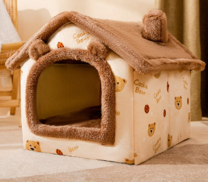 Casa de perro plegable Cama para mascotas Gato de invierno Villa para perros Cama para dormir extraíble Nido Cálido Cueva cerrada Sofá Suministros para mascotas