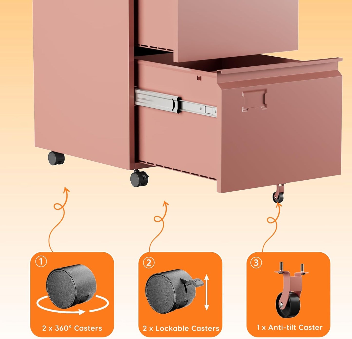 2 Drawer Mobile File Cabinet