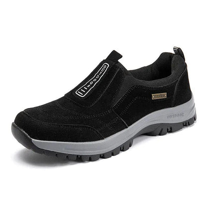 Men's outdoor hiking shoe, black suede with gray rugged sole