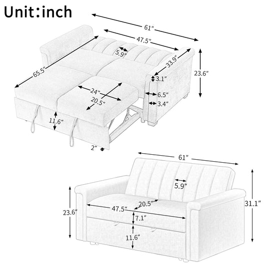 U_STYLE Convertible Soft Cushion Sofa Pull Bed by eprolo