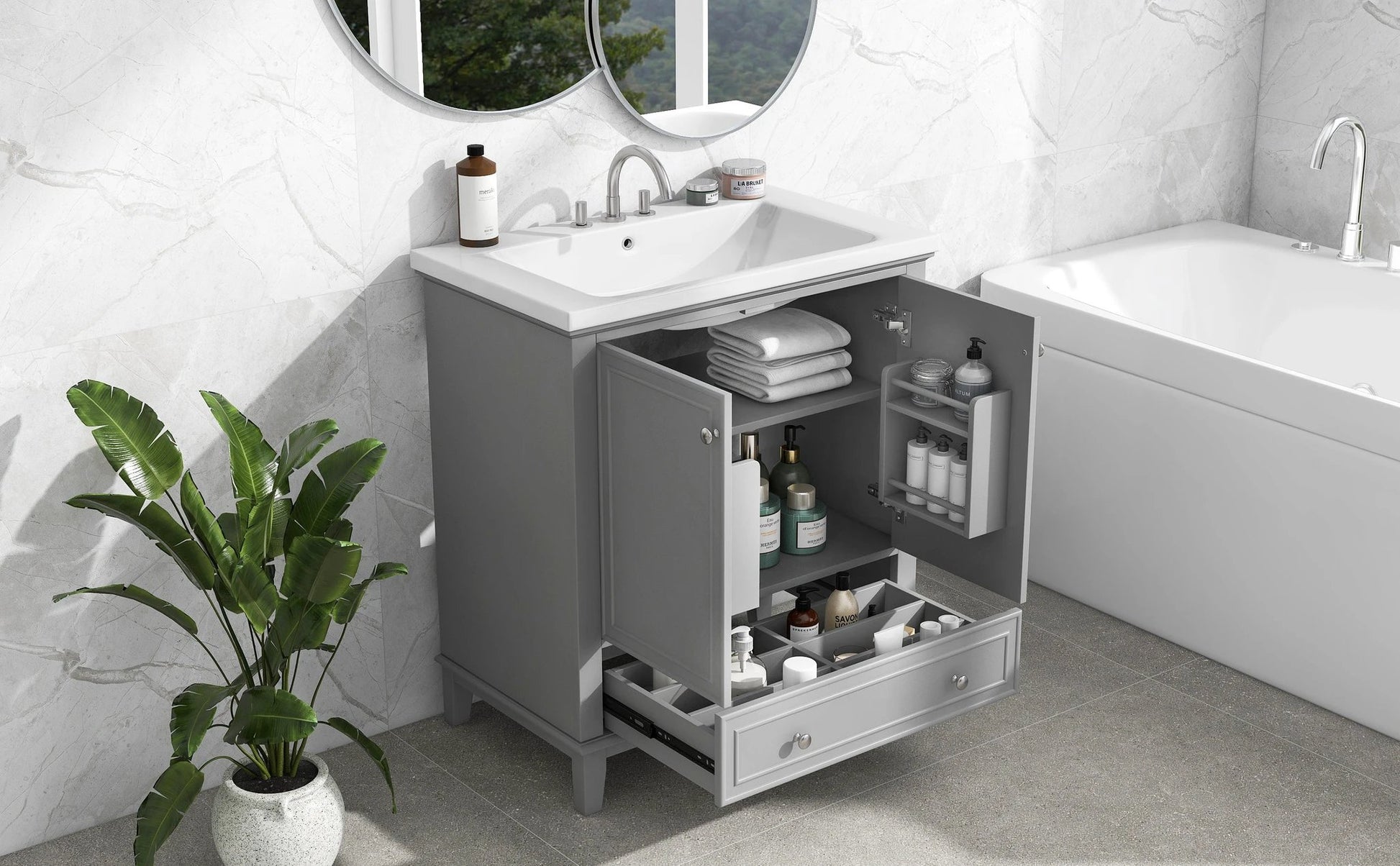 30inchgrey Bathroom Vanity with Sink by eprolo