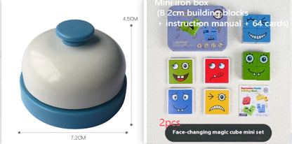 Jouet en Bois Expressions Cubes Magiques en Bois Blocs de Construction Motif Visage Jouets Éducatifs Montessori Puzzles Blocs à Assortir en Bois