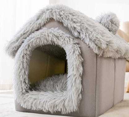 Casa de perro plegable Cama para mascotas Gato de invierno Villa para perros Cama para dormir extraíble Nido Cálido Cueva cerrada Sofá Suministros para mascotas