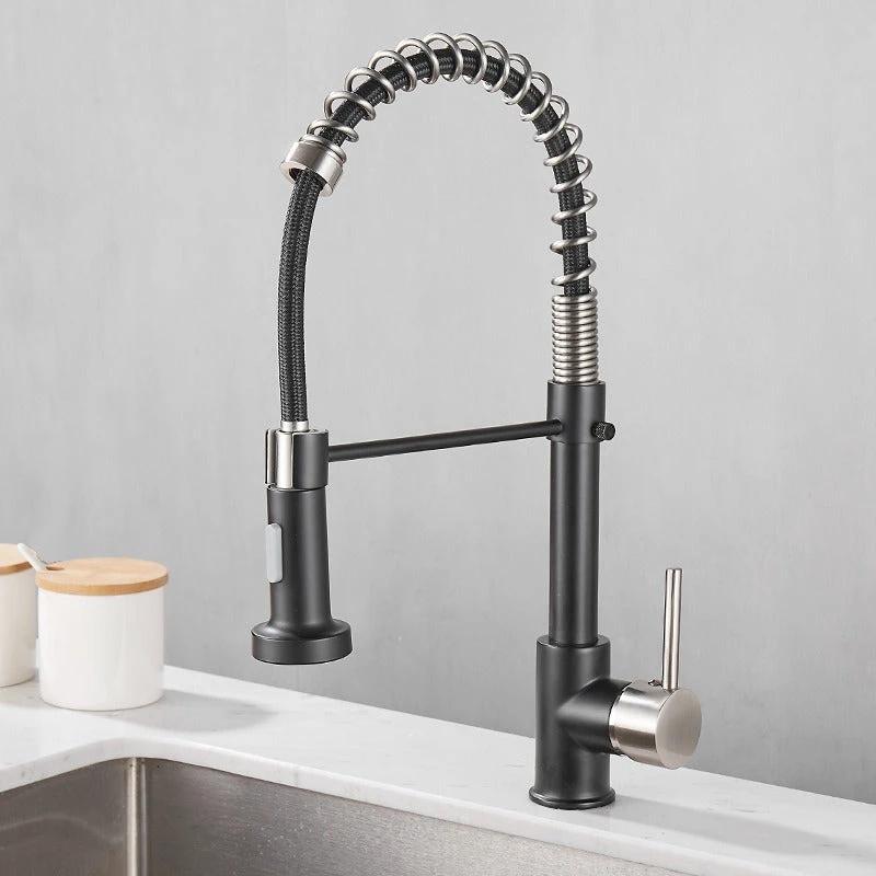 All copper rotatable cold and hot water dual mode sink, kitchen spring faucet by eprolo