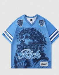 Retro Letter T-shirt Polyester Mesh American Retro