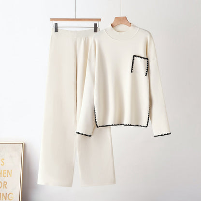 Rehaussez votre style quotidien avec cet ensemble deux pièces en maille sophistiqué.