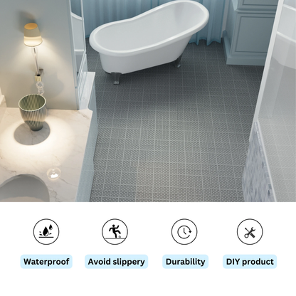 12 x 12 inch gray interlocking deck tiles, plastic waterproof, weighing up to 6613 pounds, with a rose pattern pack of 12 by eprolo