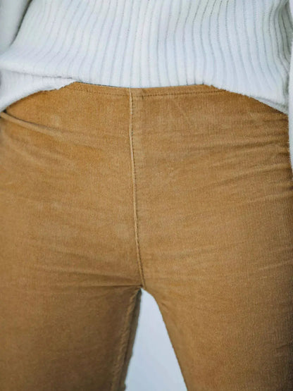 Corduroy flare pants plus-size in camel brown by Trendsi