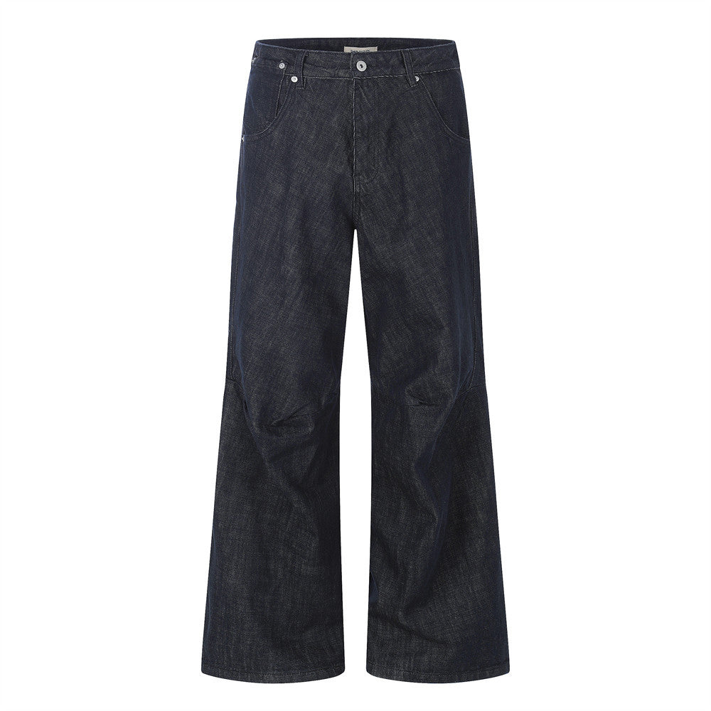 Pantalon patte d'éléphant en jean de couleur unie