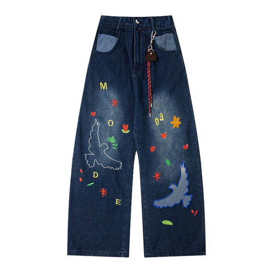 Pantalones vaqueros bordados Dapeng con cuchillo doblador