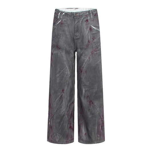 Jean en denim délavé et teint, marque tendance