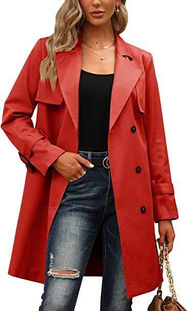 Gabardina informal de moda con doble botonadura para mujer, estilo europeo y americano, para otoño