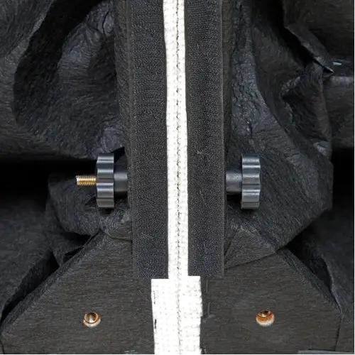 LuxeCasa modular linen sectional sofa connector hardware; black frame with exposed bolts and white zipper