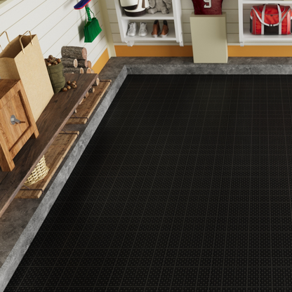 12 x 12 inch black interlocking deck tiles, plastic waterproof, weighing up to 6613 pounds, with a rose pattern pack of 12 by eprolo