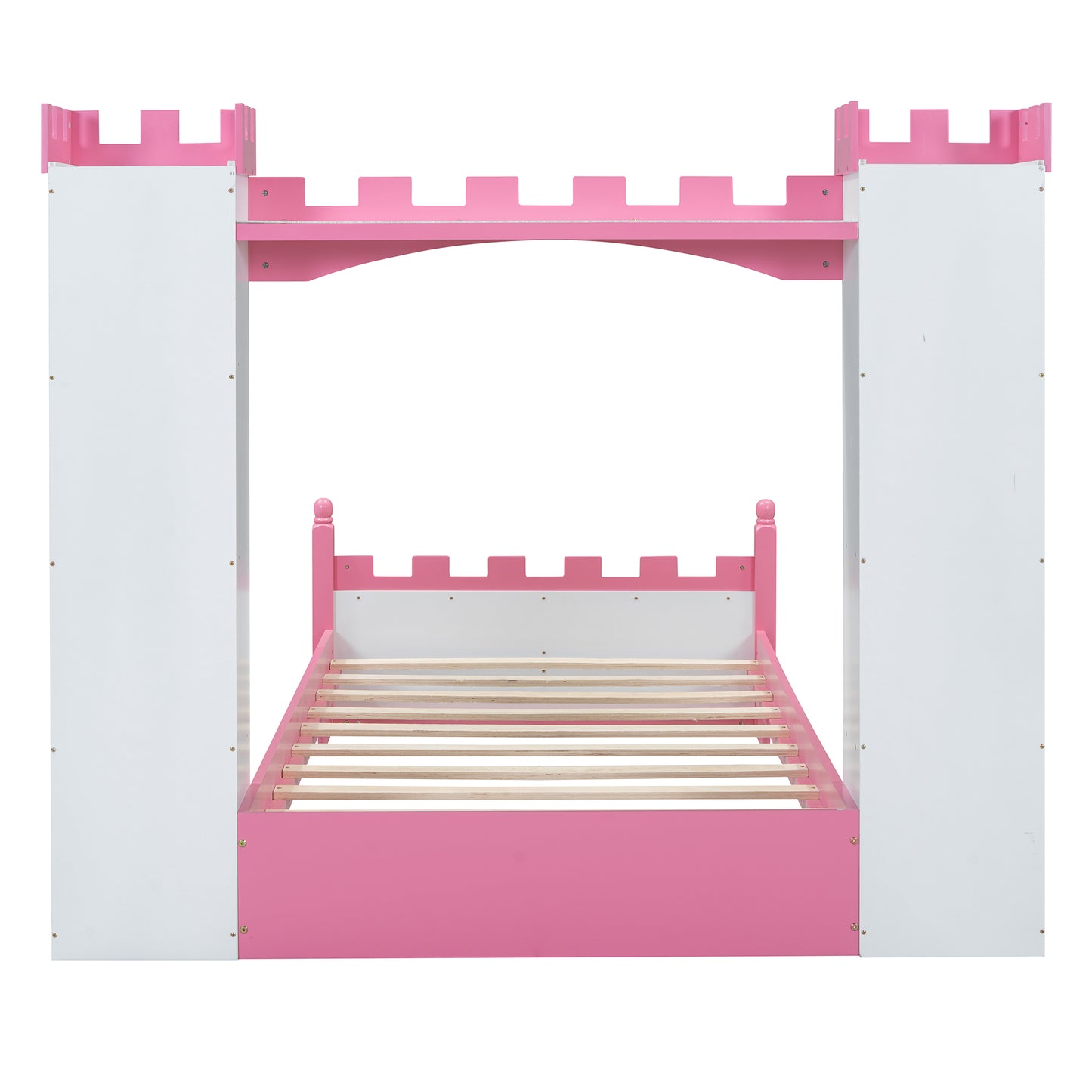 Cama de madera con forma de castillo