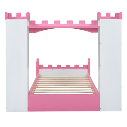 Cama de madera con forma de castillo