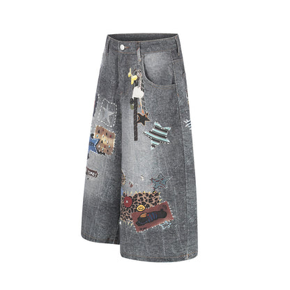 3D digital printing to make used denim five quarter pants