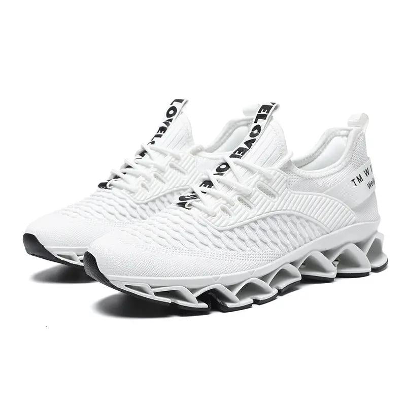 AdTec Blade Premium Mesh Running Shoes white with subtle lightning trim