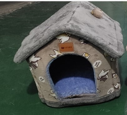 Casa de perro plegable Cama para mascotas Gato de invierno Villa para perros Cama para dormir extraíble Nido Cálido Cueva cerrada Sofá Suministros para mascotas