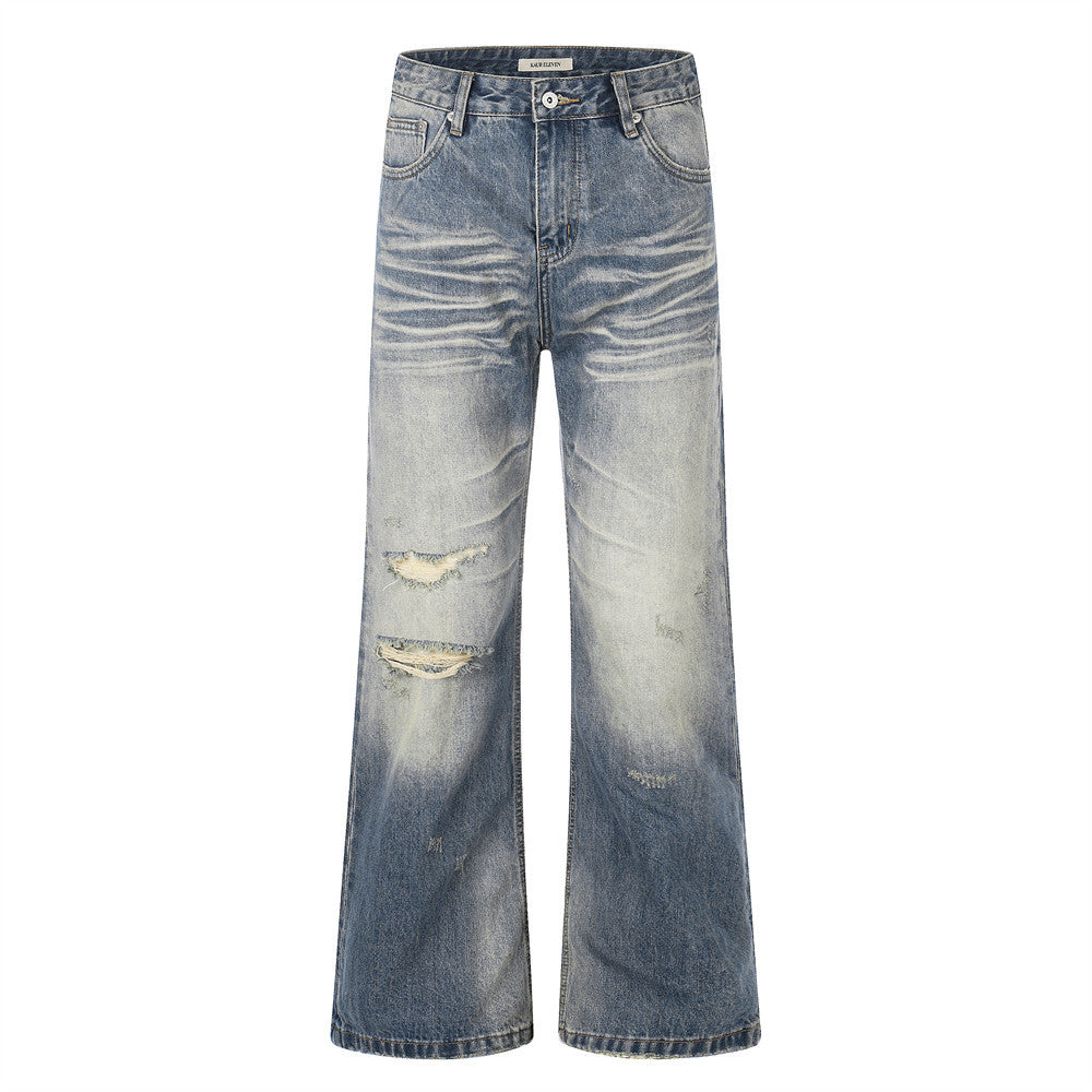 Micro-pantalon en jean délavé et déchiré