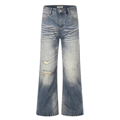 Micro-pantalon en jean délavé et déchiré