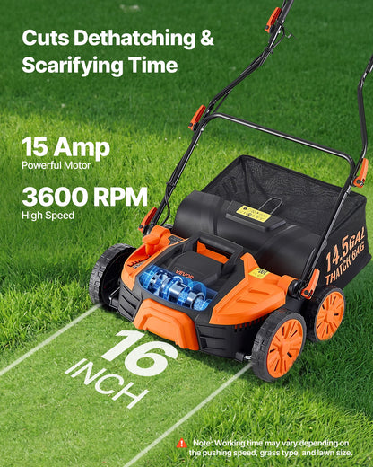 2-in-1 Electric Dethatcher And Scarifier, 16-Inch 15 Amp