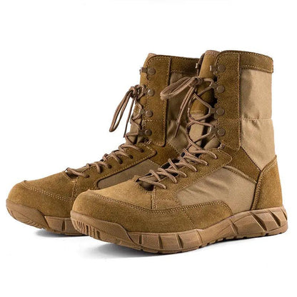 Outdoor Combat Boots AdTec men's tactical boots, tan suede and fabric, lace-up with rugged outsole pair