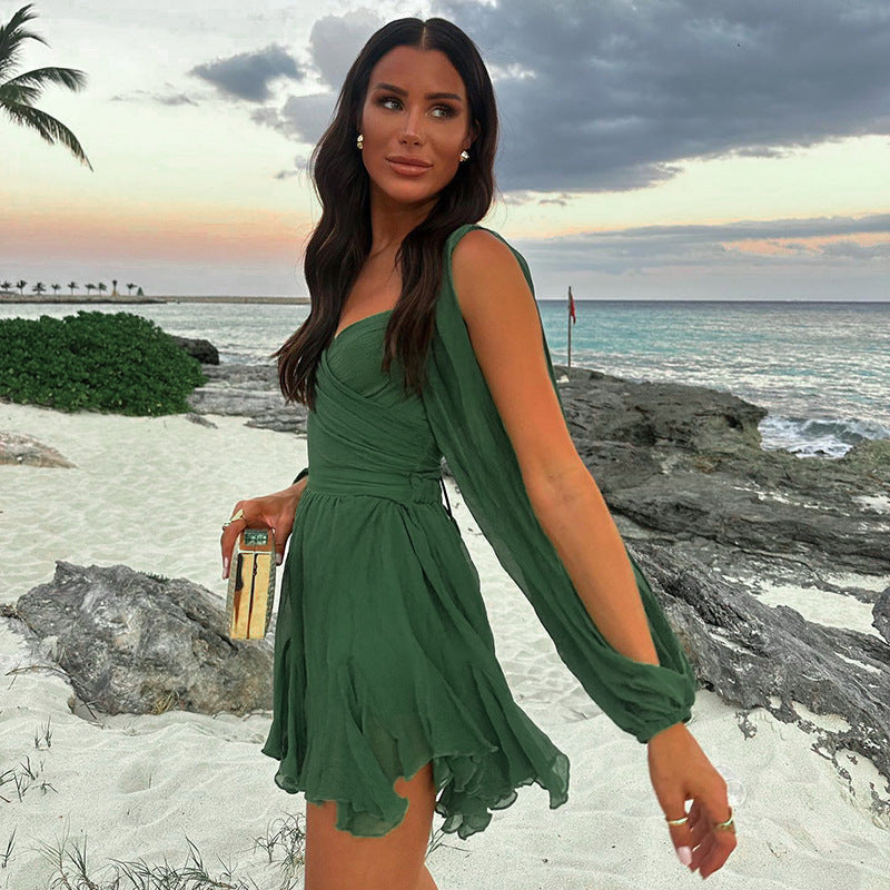 Minivestido entallado de color liso para mujer