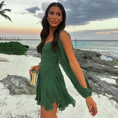 Minivestido entallado de color liso para mujer