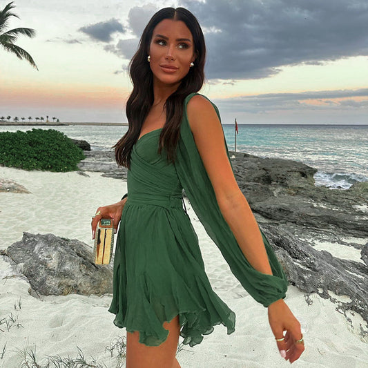 Minivestido entallado de color liso para mujer