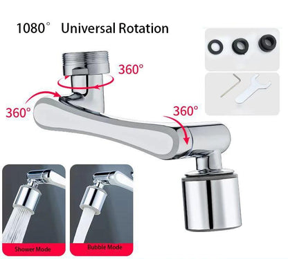 1080 °/1440 ° New Mechanical Arm Double Outlet Bubbler Universal Extension Faucet Splash Proof Washing Faucet Extender by eprolo