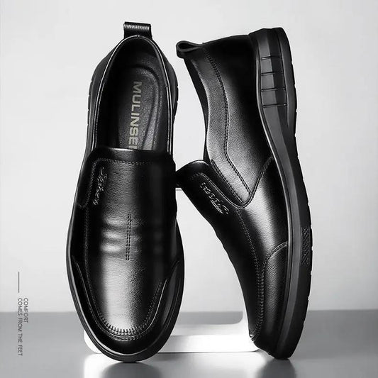 HeritageCraft Men's Leather Loafers, black leather with premium support sole, pair