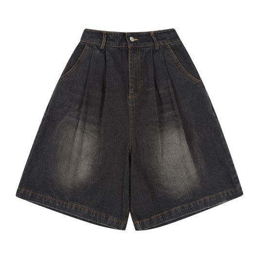 Wide leg short jeans