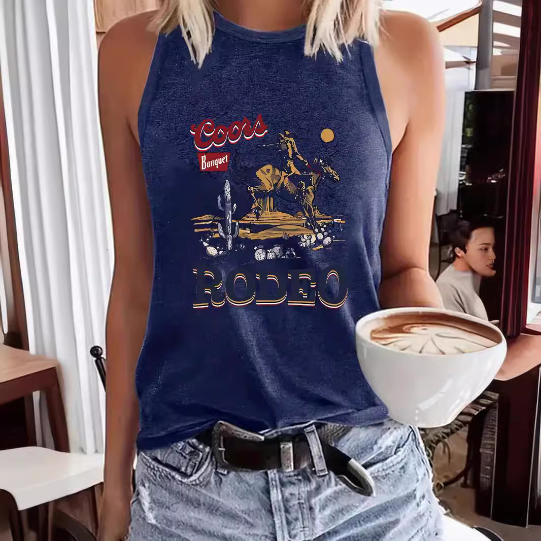 Western denim sleeveless top