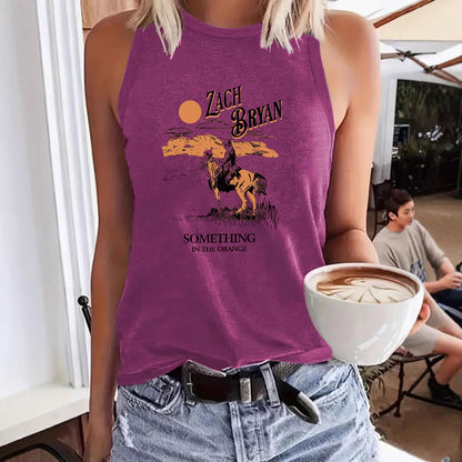 Western denim printed vest