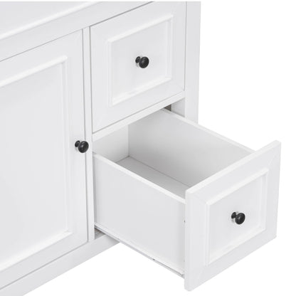 30" Bathroom Vanity with Sink Top, Bathroom Vanity Cabinet with Door and Two Drawers, Solid Wood Frame, One Package, White by eprolo