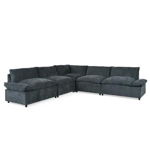 LuneluX_Home – 115.5" Modular Deep Gray Sectional Sofa with Storage &
