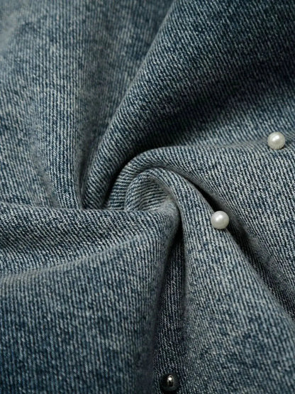 Men's Relaxed Wide Leg Denim Shorts with soft washed cotton and pearl buttons