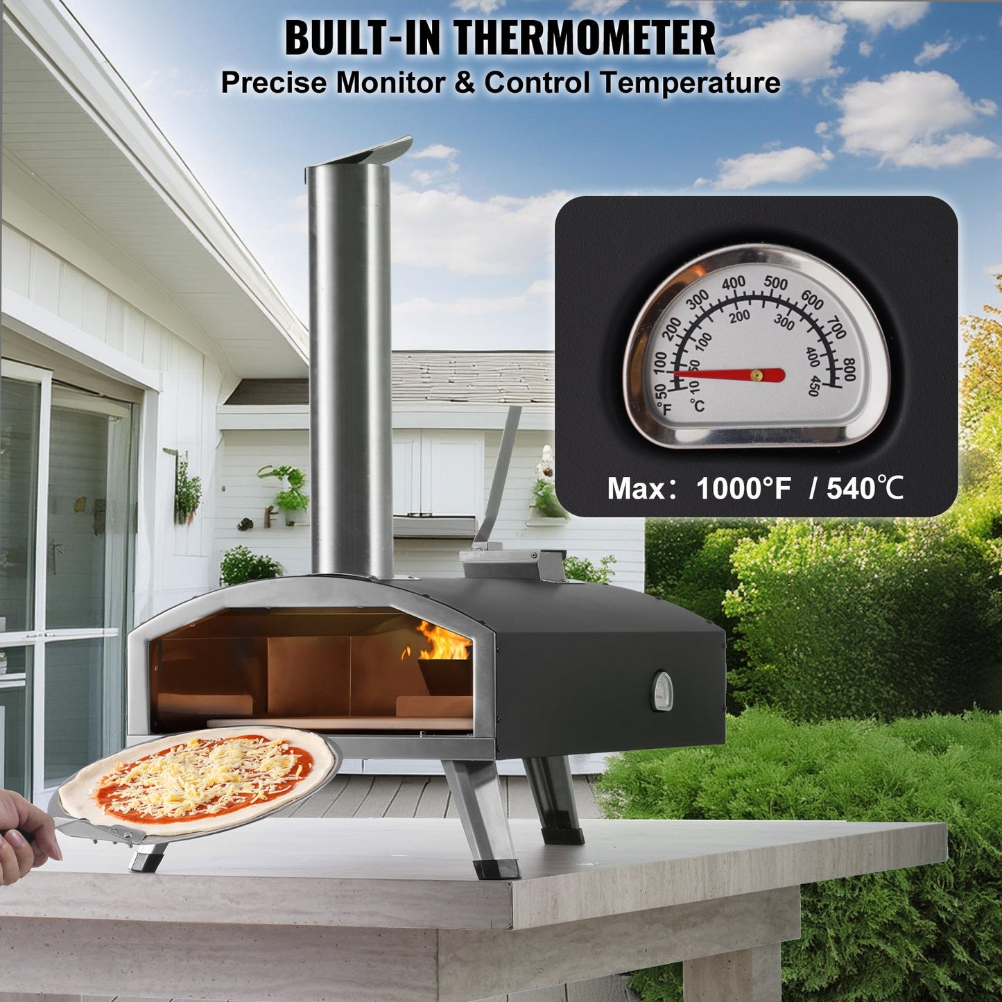 12Outdoor Pizza Oven Portable Wood Pellet Pizza Oven Iron Spray Camping