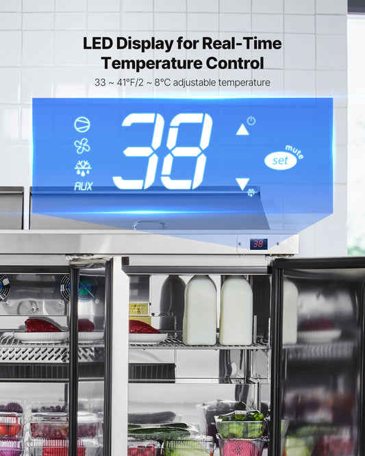 Réfrigérateur commercial de 183 cm de large, 530 litres