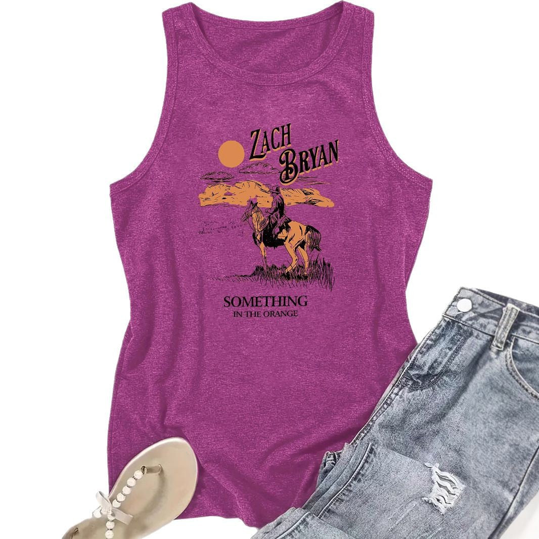 Western denim printed vest