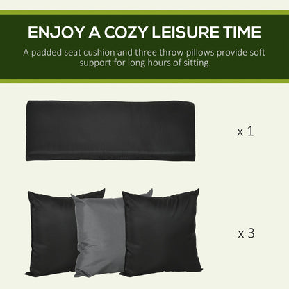 Balançoire de jardin 3 places, balancelle de porche avec coussin