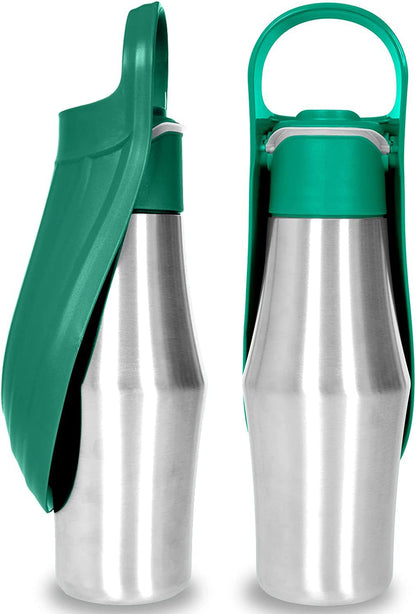 Botella de agua portátil para mascotas, de silicona suave, con diseño de hojas, ideal para viajes al aire libre.