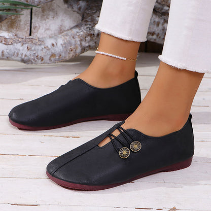 Sandalias sin cordones de punta cuadrada, moda de verano, zapatos planos suaves para mujer