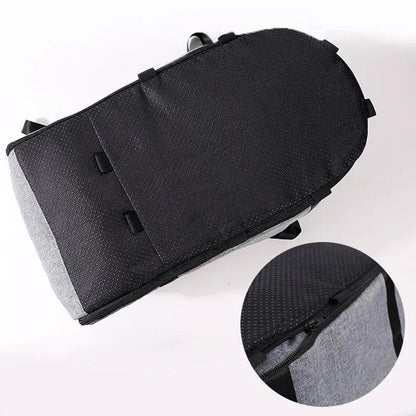 Outdoor Pet Kennel Four Seasons Universal, black fabric with grey base and zippered access.